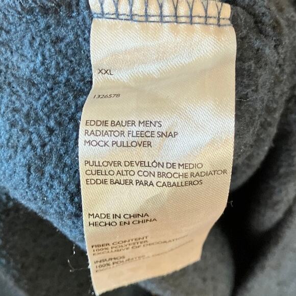 Eddie Bauer Mens Sweatshirt Blue Radiator Fleece Snap Mock Neck Long Sleeve XXL - Picture 5 of 11